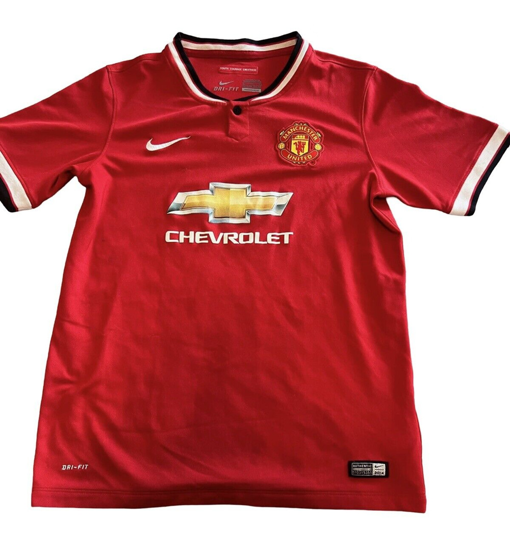 NIKE DRI-FIT Manchester United Home Knit Jersey 2014/15, Chevy, Red| Youth: XL